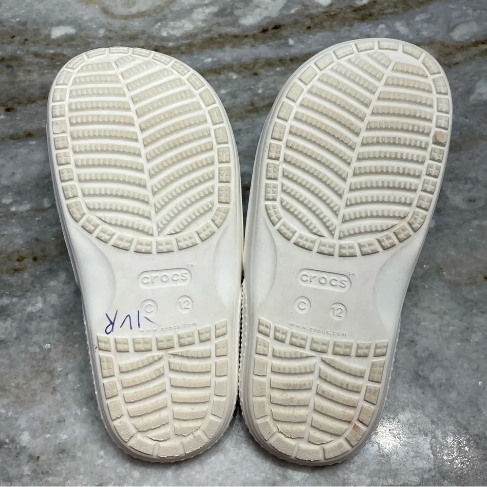 CROCS Classic Slides Sandals White Slip On Kids Shoes Toddler C 12